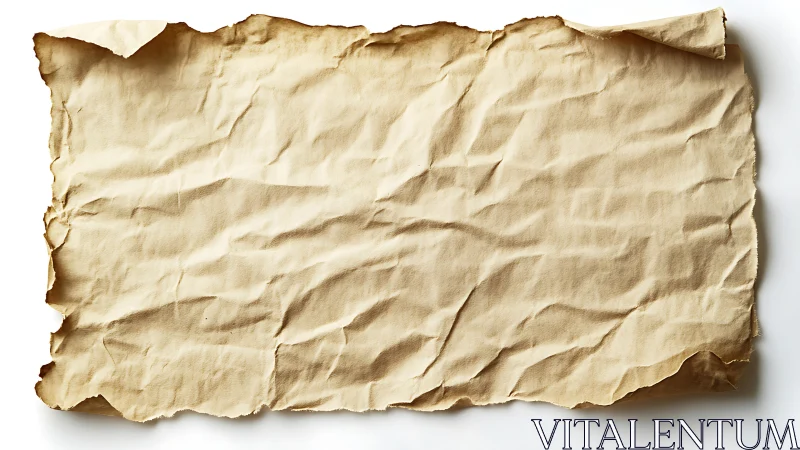 Wrinkled vintage parchment sheet with torn rough edges.