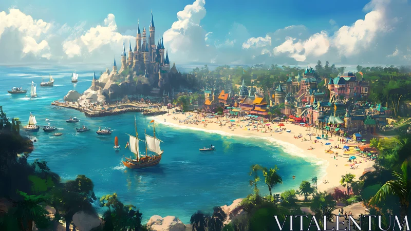 Fantastical Coastal Kingdom: Sprawling Architecturally Complex Medieval Settlement.