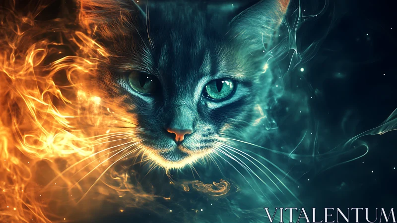 Dual-Element Feline Composite: Fire and Plasma Energy Synthesis.