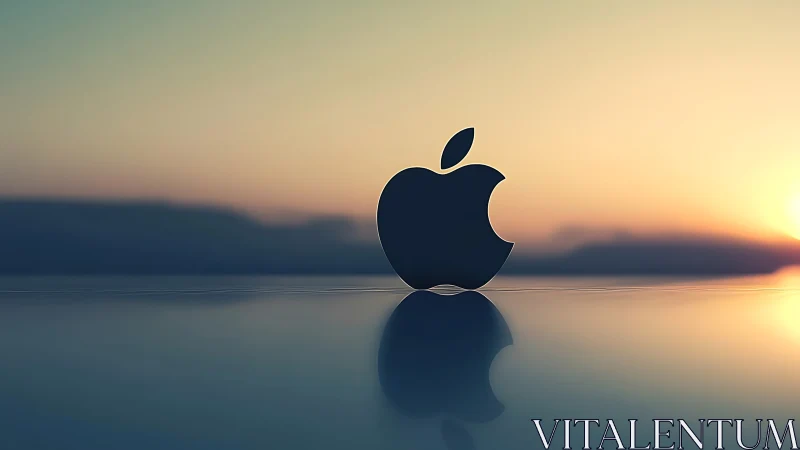 Gentle tech icon glowing softly in a calm sunset horizon.