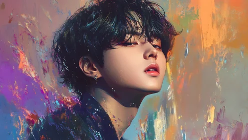 Velvet gaze in neon storms of color-splashed twilight.