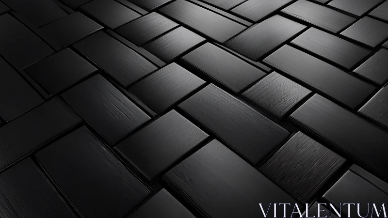 Geometric black tile surface creates sleek woven structure.