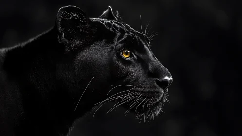 Striking Black Panther Portrait with Golden Eyes