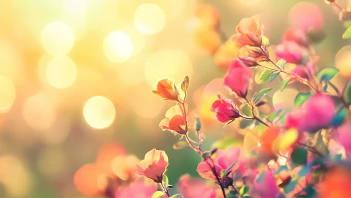 Golden Hour Garden Blooms with Soft Bokeh.