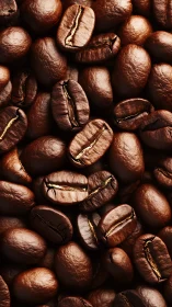 Glossy roasted coffee beans in a cozy close-up embrace.
