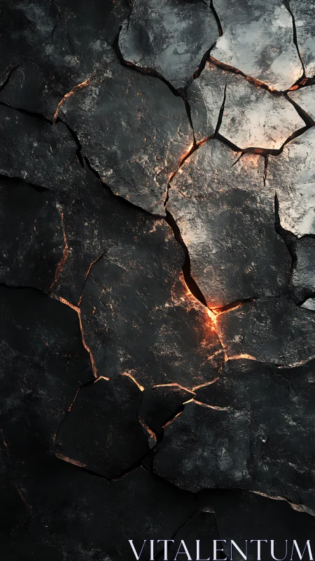 Lava whispers through fractured stone in glowing fault lines