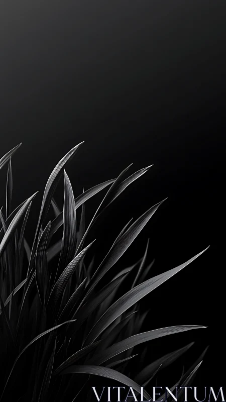 Grassy plant blades extend upward against dark gradient background