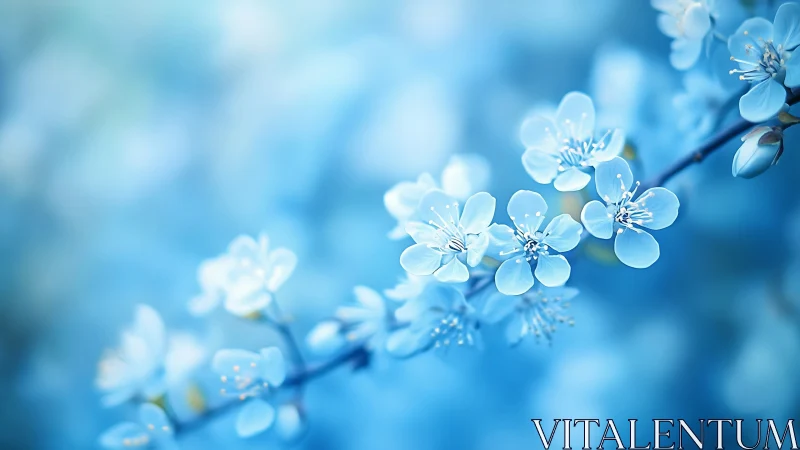 Delicate Spring Blossoms in Blue Soft Focus.