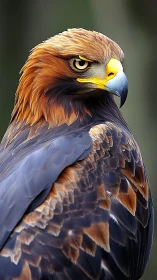 Golden eagle portrait with bold gaze and copper feathers.