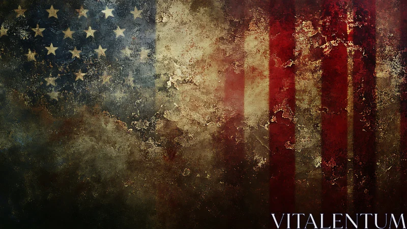 Distressed United States flag rendered with corroded texture