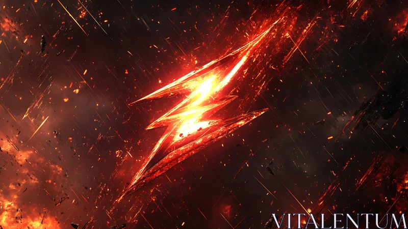 Digital painting of serrated lightning emblem in molten void.