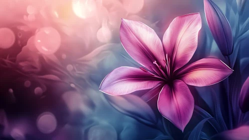 Magenta Flower Blossoms in Luminous Gradient Background