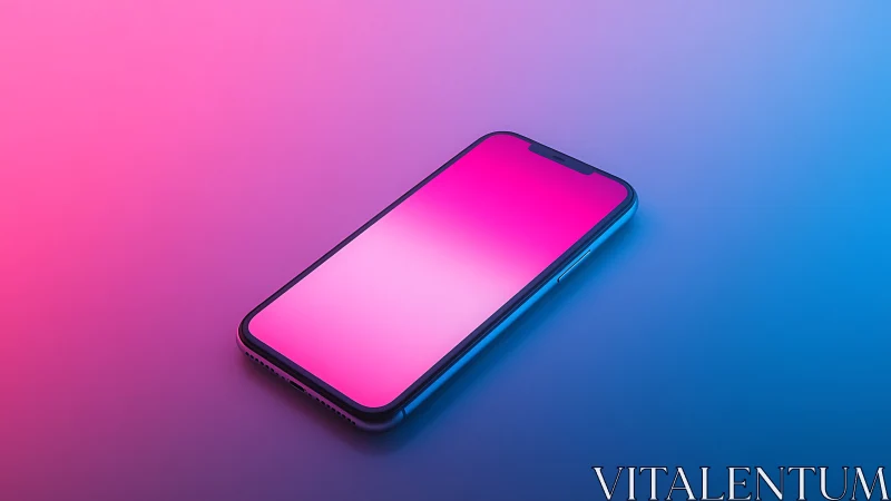 Smartphone rendering with gradient background and notch display