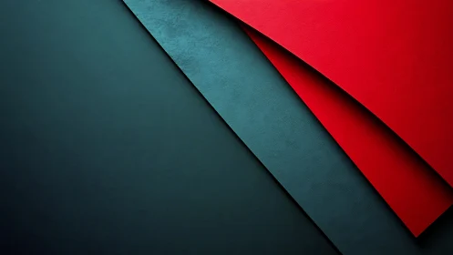 Diagonal red and teal paper layers in minimal abstraction.