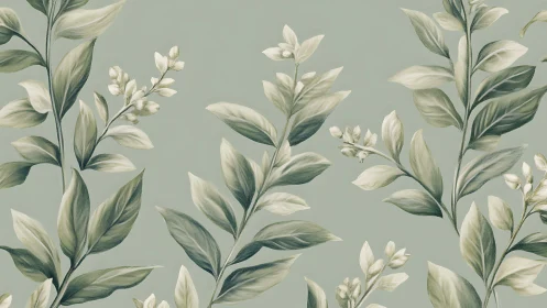 Botanical leaf lattice with desaturated green tonal modulation.