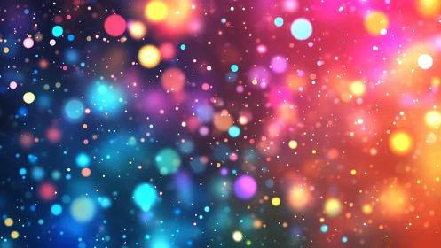 Defocused multicolor bokeh field renders dynamic luminous depth