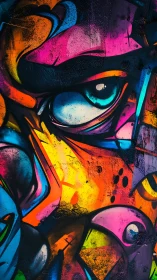 Vibrant close-up graffiti eye renders expressive chromatic tension