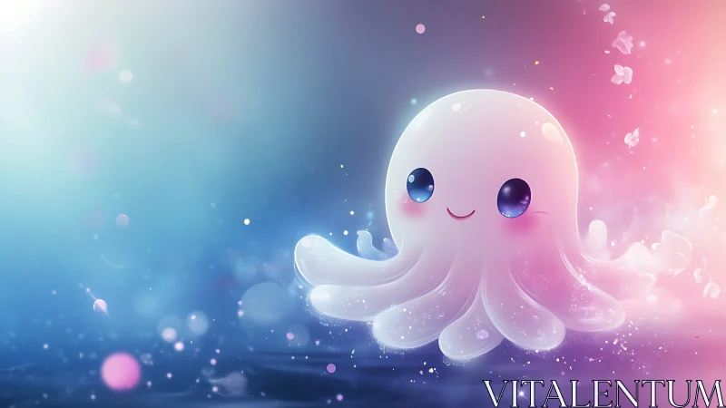 Luminescent chibi octopus rendered with soft diffusion lighting