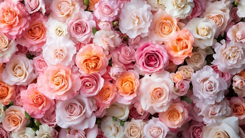 Layered Rose Arrangement in Pastel Tones.