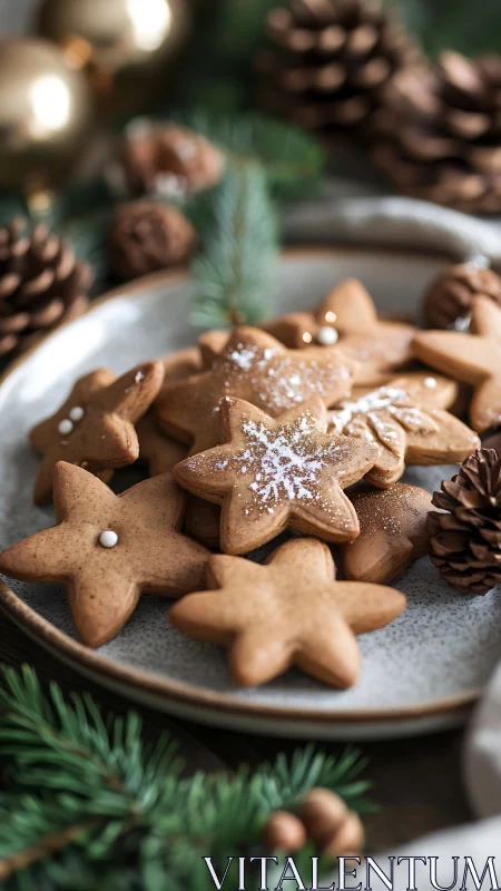 Star-shaped gingerbread cookies on a cozy winter table.