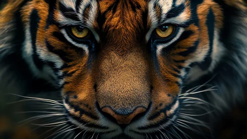 Hyper-detailed tiger portrait emphasizes micro fur texture and gaze