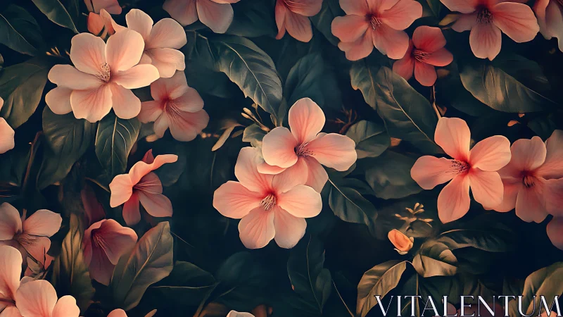 Coral Blooms in Twilight Garden.