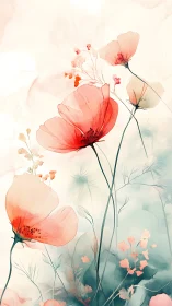 Floral Composition with Translucent Petals and Botanical Elements.