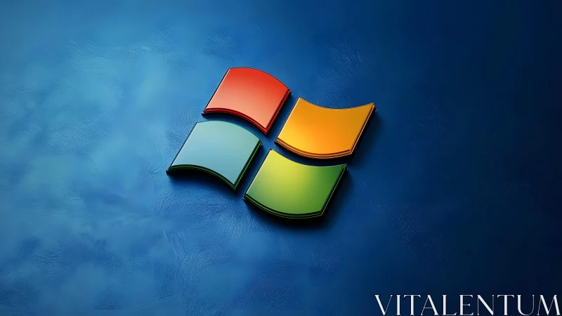 Classic Windows Logo on Textured Blue Background, Digital Art Style.