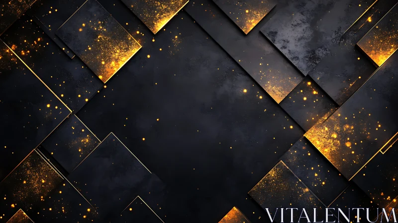 Layered graphite planes with luminescent gold particle fields.