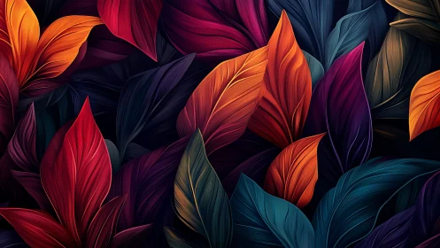 Multilayer vector foliage renders with high-saturation gradient lighting