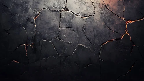 Glowing cracked stone surface with warm molten light within.