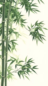 Graceful bamboo stalks cast soft shadows on pale light.