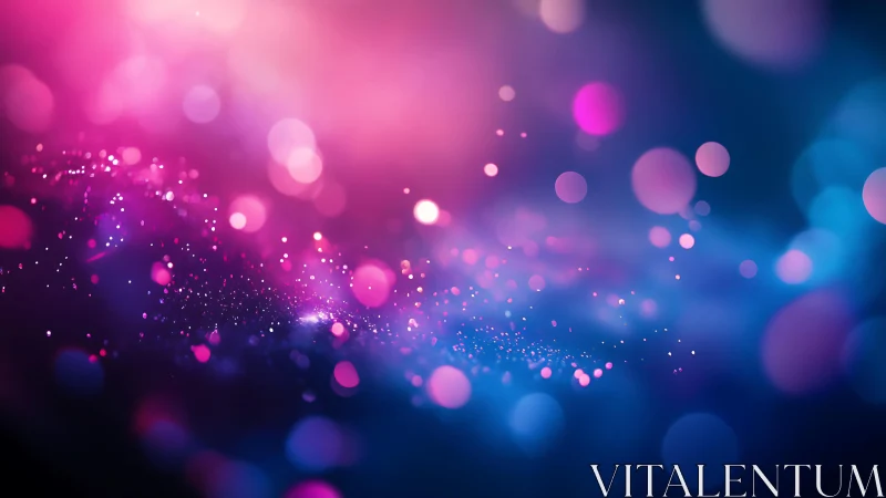 Vibrant Pink and Blue Bokeh Abstract Digital Art Background.