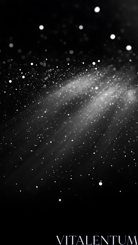 High contrast particle field with directional volumetric light streaks