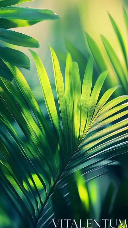 Radial palm fronds in directional bokeh-filtered light field.