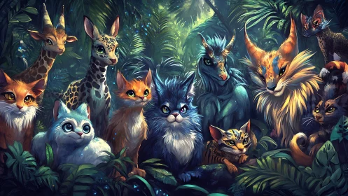 Magical Forest Friends Gather in Enchanted Jungle.