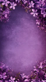 Purple Floral Frame with Textured Background.