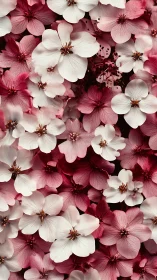 Pink and White Flowers Create Dense Colorful Botanical Composition.