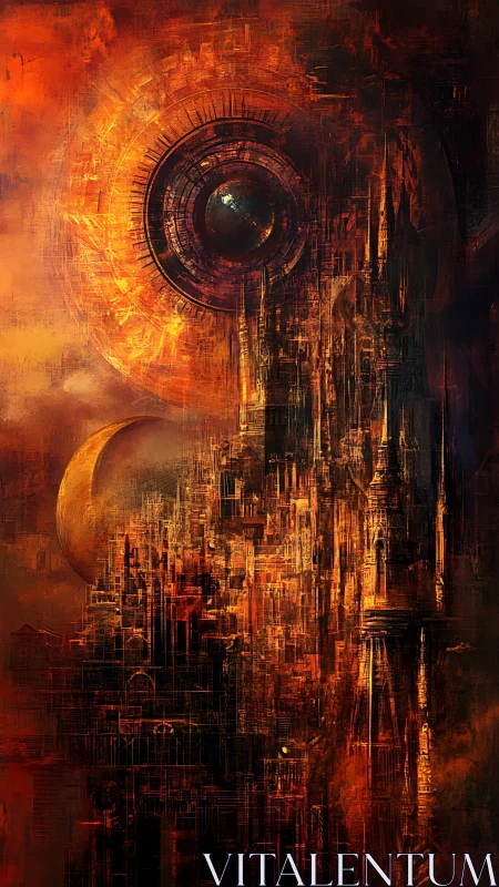 Thermal megastructure beneath orbital singularity aperture.