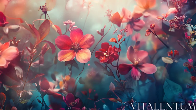 Floral composition with layered depth and warm color gradients.