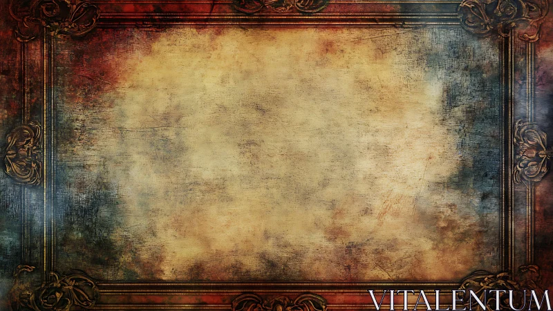 Vintage ornate frame with distressed blank parchment center