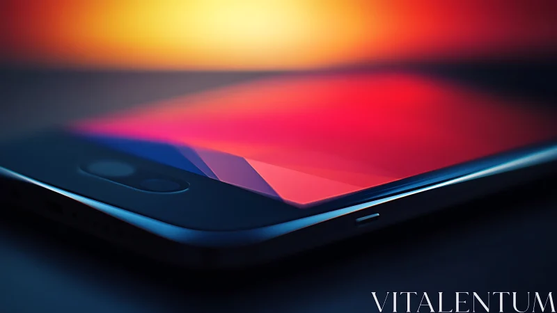 Smartphone Sunset. Modern Device Display Glowing Golden-Pink Gradient.