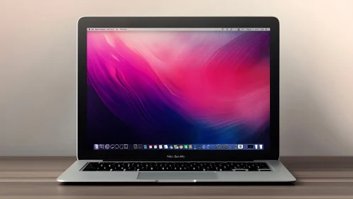 Sleek laptop display glows with vivid pink and blue gradient