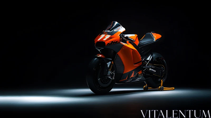 Midnight-bred orange superbike poised like a coiled thunderbolt.