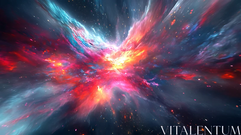 Nebula core bursting with vibrant cosmic energy streams.