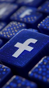 Photorealistic keyboard key with social media icon focus.