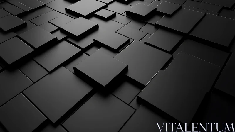 Matte black geometric panels in staggered 3D grid layout.