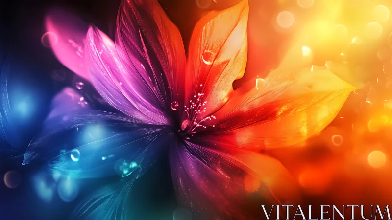 Vibrant abstract flower with glowing multicolor petals.