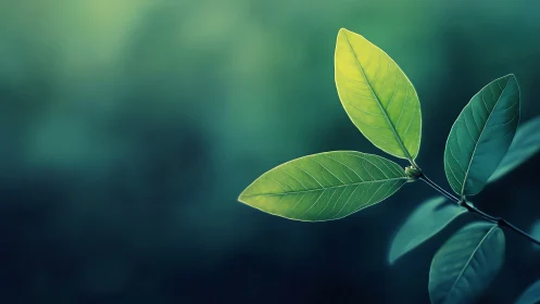 Macro study of green leaves with shallow depth of field bokeh