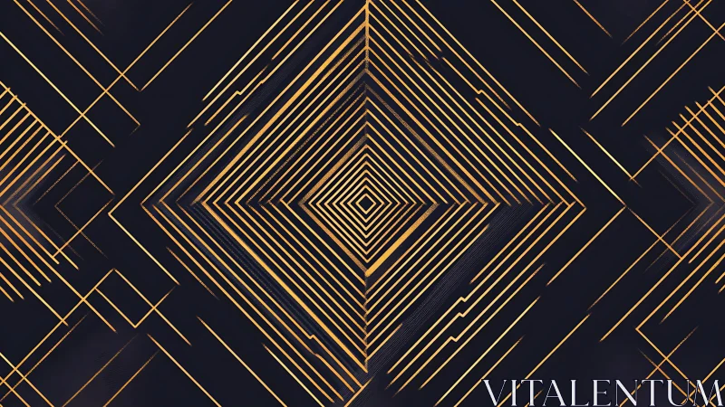 Concentric gold line diamonds form geometric depth on dark field